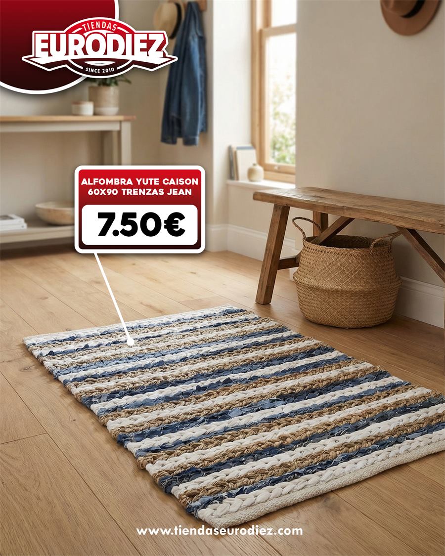 Alfombra de yute Caison trenzas jean